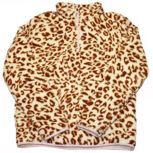 Girls Toddler Sherpa Fleece 1/4 Zip Jacket Sweater Size XXL Animal Print